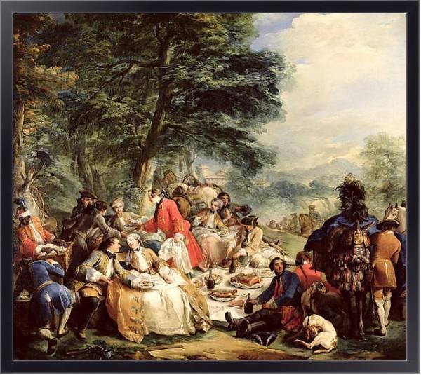 Постер The Hunt Lunch, 1737 с типом исполнения На холсте в раме в багетной раме 221-01