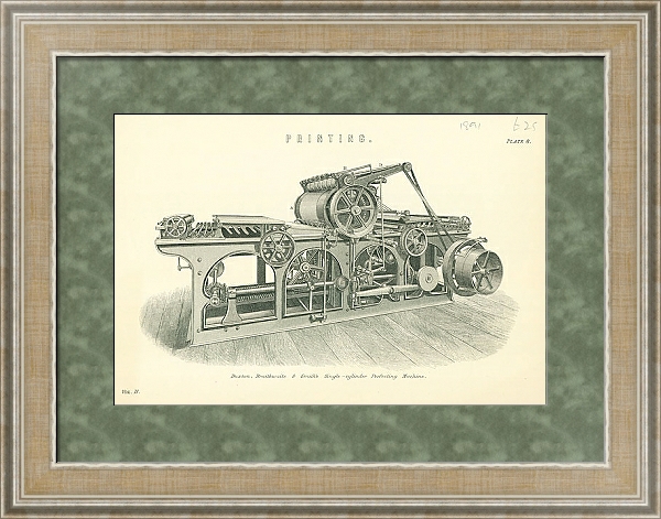 Постер Полиграфическая машина для двусторонней печати с типом исполнения Акварель в раме в багетной раме 485.M40.584