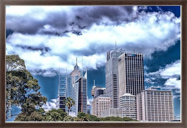 Постер Австралия, Сидней. Здания города с типом исполнения На холсте в раме в багетной раме 221-02