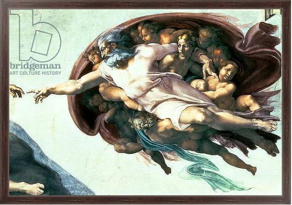 Постер Sistine Chapel Ceiling: Creation of Adam, 1510 с типом исполнения На холсте в раме в багетной раме 221-02