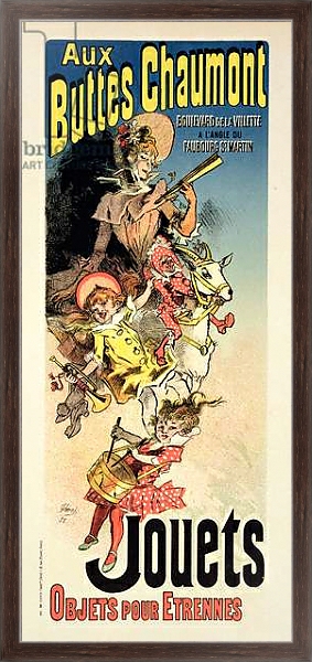 Постер Reproduction of a poster advertising 'New Year Gifts at the Buttes Chaumont', Boulevard de la Villette, Paris, 1889 с типом исполнения На холсте в раме в багетной раме 221-02
