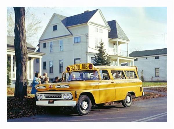 Постер Chevrolet Suburban School Bus '1959 с типом исполнения На холсте в раме в багетной раме 221-03
