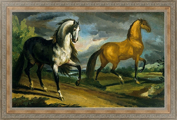 Постер Две лошади с типом исполнения На холсте в раме в багетной раме 484.M48.310