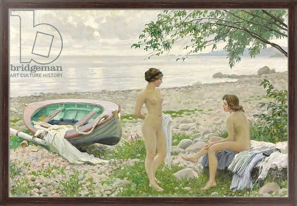 Постер On the beach, 1916 с типом исполнения На холсте в раме в багетной раме 221-02
