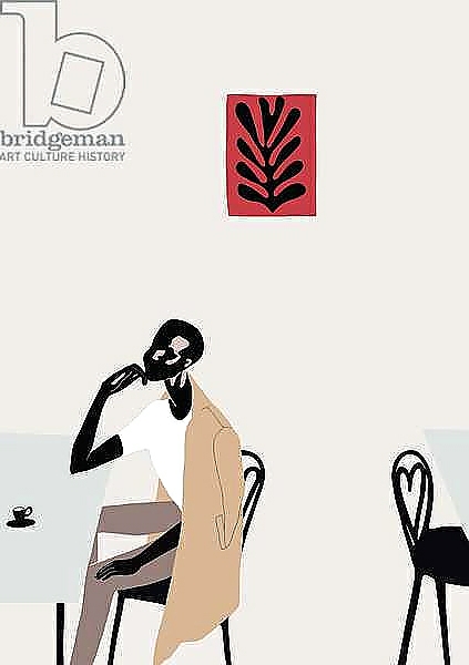Постер Cafe Scene with Matisse, 2016 с типом исполнения На холсте без рамы