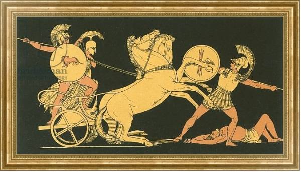 Постер Diomed casting his spear againt Ares с типом исполнения На холсте в раме в багетной раме NA033.1.051