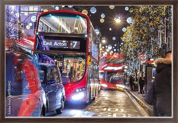 Постер Англия, Лондон. Рождество в Лондоне с типом исполнения На холсте в раме в багетной раме 221-02