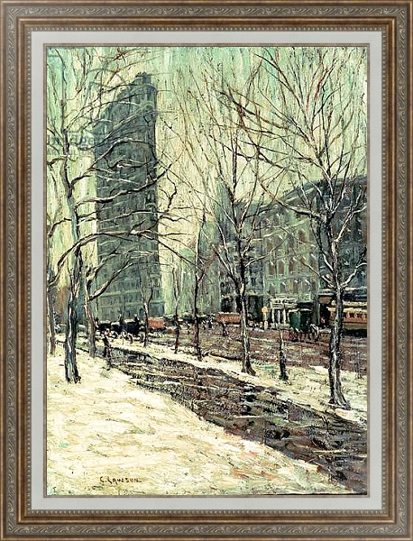 Постер The Flatiron Building, New York, c.1903-05 с типом исполнения На холсте в раме в багетной раме 595.M52.330