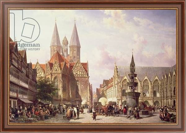 Постер Market Scene at Braunschweig с типом исполнения На холсте в раме в багетной раме 35-M719P-83