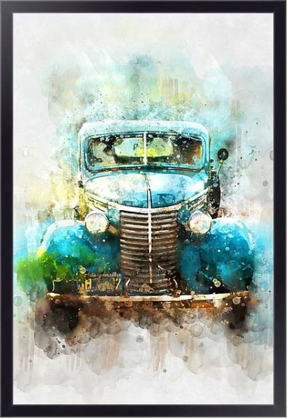 Постер Старый синий автомобиль с типом исполнения На холсте в раме в багетной раме 221-01