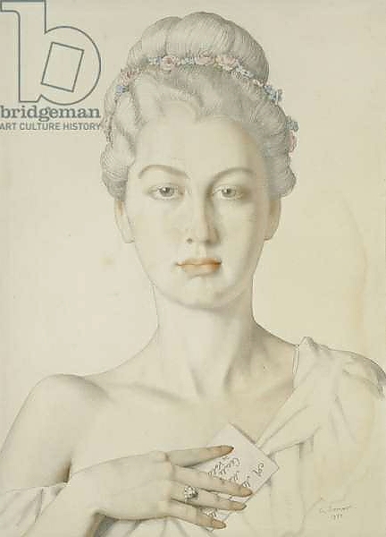 Постер Imaginary Portrait of Cécile de Volanges in Choderlos de Laclos's 'Liaisons dangereuses', 1934 с типом исполнения На холсте без рамы