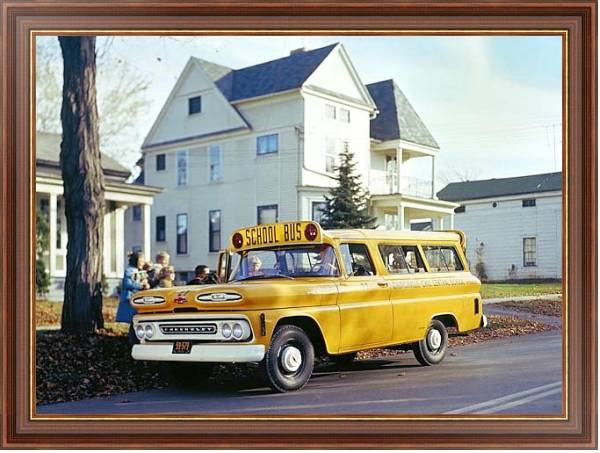 Постер Chevrolet Suburban School Bus '1959 с типом исполнения На холсте в раме в багетной раме 35-M719P-83