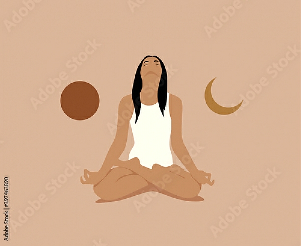 Постер Асана лотоса с солнцем и луной с типом исполнения На холсте без рамы