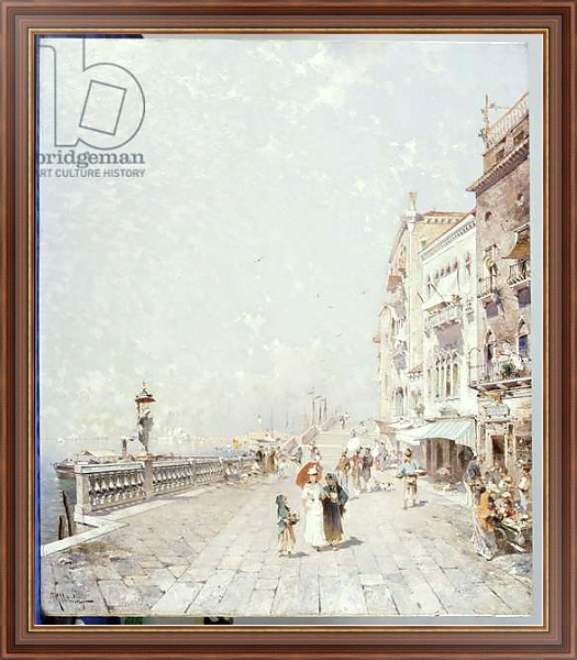 Постер The Molo, Venice, looking West with figures Promenading с типом исполнения На холсте в раме в багетной раме 35-M719P-83