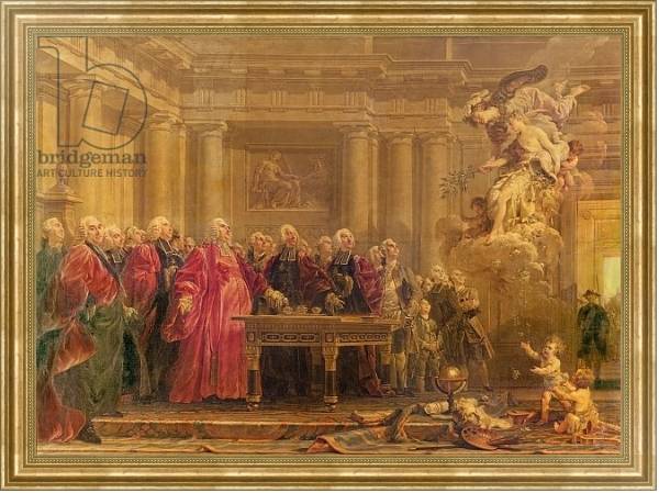 Постер The Magistrates of Paris Receiving News of the Peace, 21st June 1763 с типом исполнения На холсте в раме в багетной раме NA033.1.051
