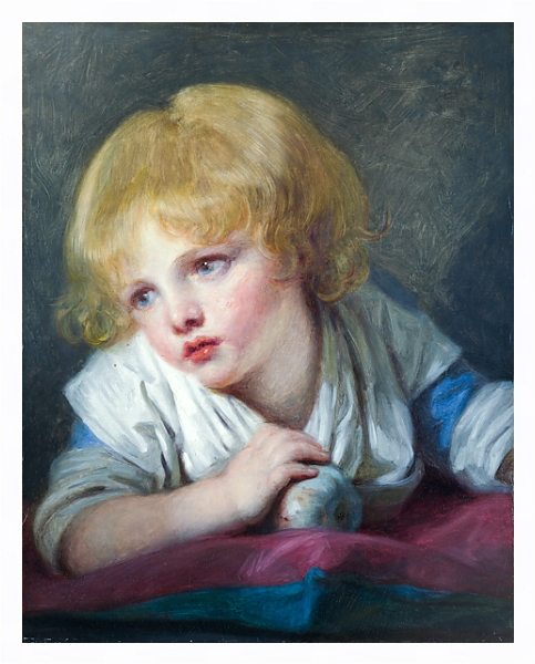 Постер Ребенок с яблоком с типом исполнения На холсте в раме в багетной раме 221-03
