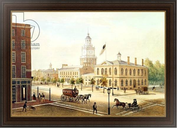 Постер State House, Philadelphia, engraved by Deroy с типом исполнения На холсте в раме в багетной раме 1.023.151