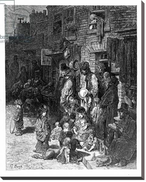 Постер Wentworth Street, Whitechapel, from 'London, A Pilgrimage' by William Blanchard Jerrold, 1872 с типом исполнения На холсте без рамы