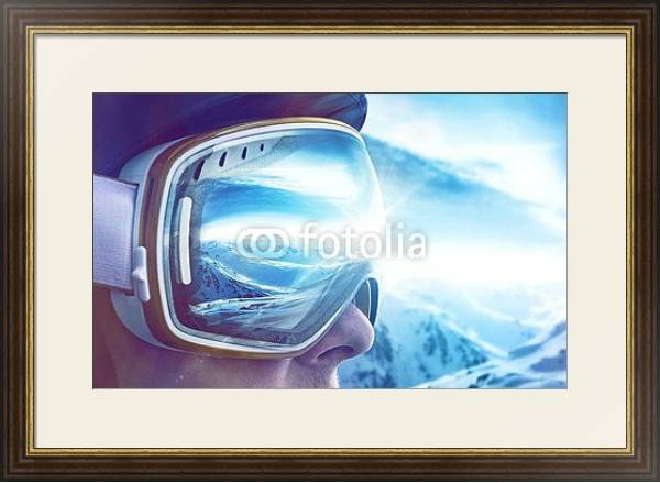 Постер Мужчина в горнолыжных очках с типом исполнения Под стеклом в багетной раме 1.023.036