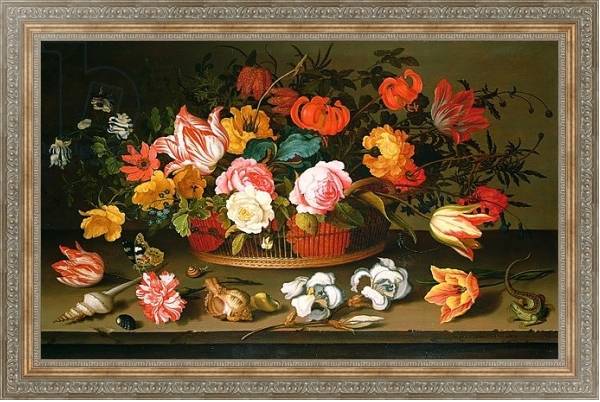 Постер Basket of flowers, 1625 с типом исполнения На холсте в раме в багетной раме 484.M48.310