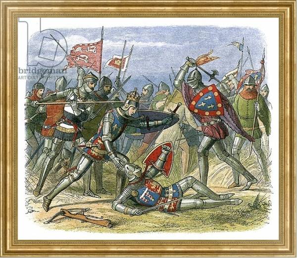 Постер King Henry V attacked by the duke of Alencon at the battle of Agincourt с типом исполнения На холсте в раме в багетной раме NA033.1.051