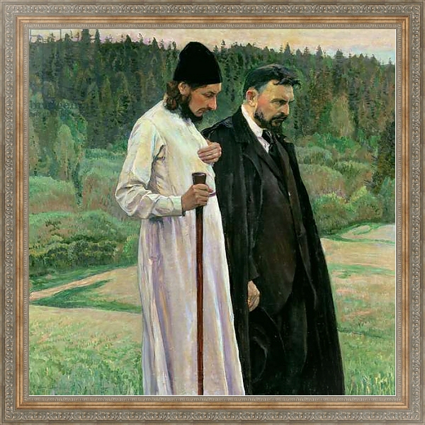 Постер The Philosophers: Portrait of Sergei Nikolaevich Bulgakov and Pavel Aleksandrovich Florensky, 1917 с типом исполнения На холсте в раме в багетной раме 484.M48.310