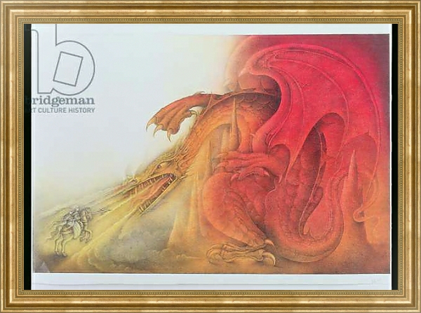 Постер Red Dragon with St. George and Virgin on Horse с типом исполнения На холсте в раме в багетной раме NA033.1.051