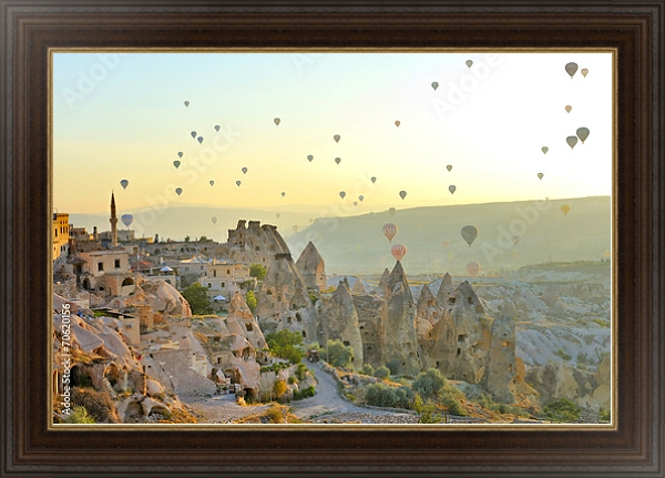 Постер  Каппадокия, Турция, волшебные дымоходы Горем с типом исполнения На холсте в раме в багетной раме 1.023.151