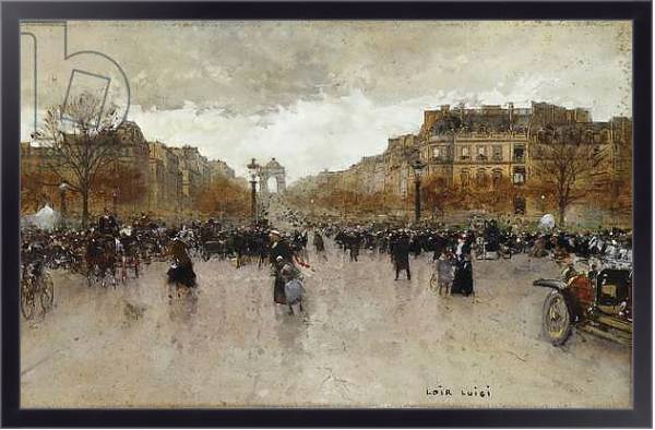 Постер Rond Point des Champs Elysees, Paris, с типом исполнения На холсте в раме в багетной раме 221-01