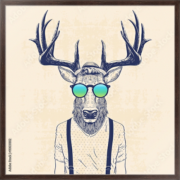 Постер Классный олень с типом исполнения На холсте в раме в багетной раме 221-02