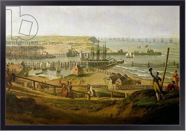 Постер Napoleon Visiting the Camp at Boulogne in July 1804, detail of the port, 1806 с типом исполнения На холсте в раме в багетной раме 221-01