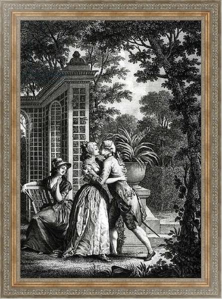 Постер The First Kiss of Love, illustration from 'La Nouvelle Heloise' by Jean-Jacques Rousseau с типом исполнения На холсте в раме в багетной раме 484.M48.310