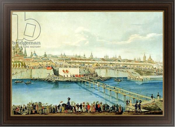 Постер Laying of the Moskvoretsky Bridge in Moscow, 1830 с типом исполнения На холсте в раме в багетной раме 1.023.151