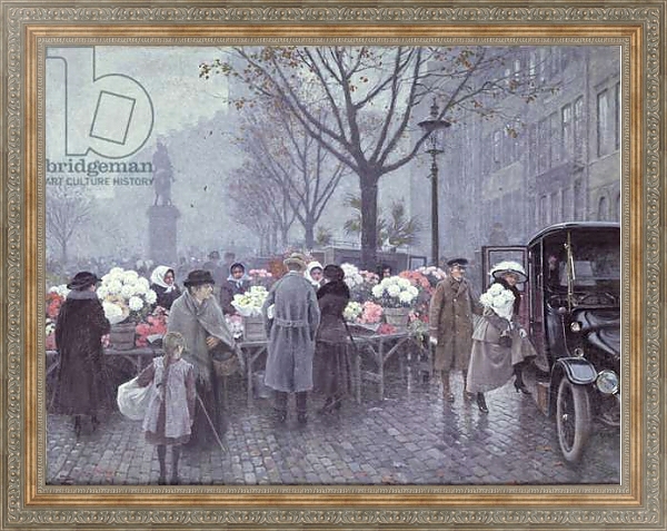 Постер A Flower Market, Hojbroplads, Copenhagen с типом исполнения На холсте в раме в багетной раме 484.M48.310