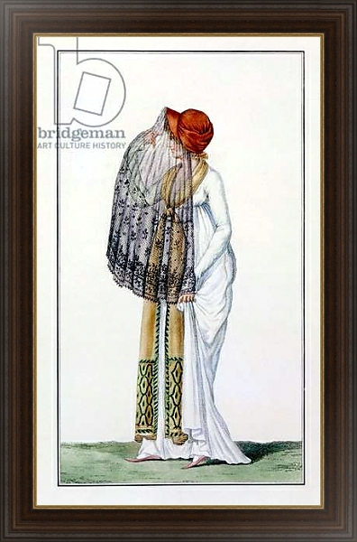 Постер Ladies' day dress with veil from Journal des Dames, 1799 с типом исполнения На холсте в раме в багетной раме 1.023.151