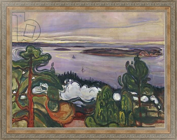 Постер Train smoke, 1900, by Edvard Munch, oil on canvas, 84x109 cm??. Norway, 20th century. с типом исполнения На холсте в раме в багетной раме 484.M48.310