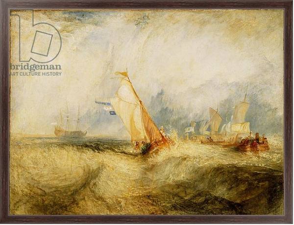 Постер Van Tromp Going About to Please His Masters - Ships a Sea Getting a Good Wetting, 1844 с типом исполнения На холсте в раме в багетной раме 221-02