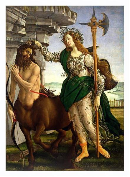 Постер Athene and the Centaur, c.1480 с типом исполнения На холсте в раме в багетной раме 221-03