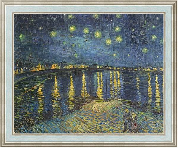 Постер Starry Night over the Rhone, 1888 с типом исполнения На холсте в раме в багетной раме NA053.0.114