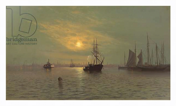 Постер Hoboken at Midnight, 1872 с типом исполнения На холсте в раме в багетной раме 221-03