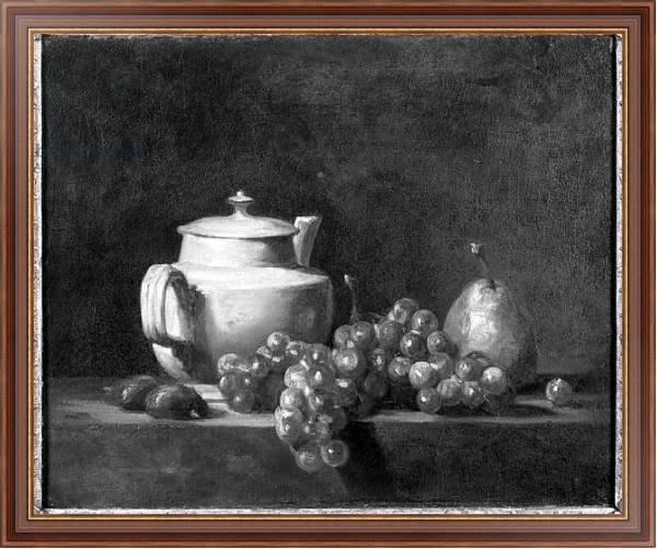 Постер White Teapot with Two Chestnuts, White Grapes and a Pear с типом исполнения На холсте в раме в багетной раме 35-M719P-83