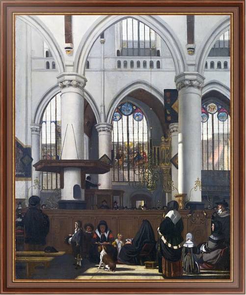 Постер Интерьер церкви Аудекерк, Амстердам с типом исполнения На холсте в раме в багетной раме 35-M719P-83