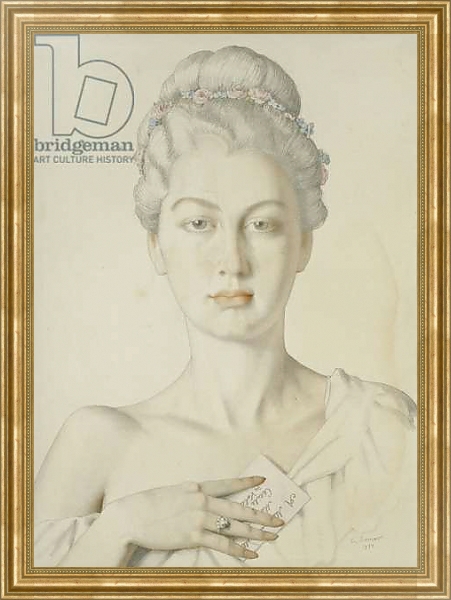 Постер Imaginary Portrait of Cécile de Volanges in Choderlos de Laclos's 'Liaisons dangereuses', 1934 с типом исполнения На холсте в раме в багетной раме NA033.1.051
