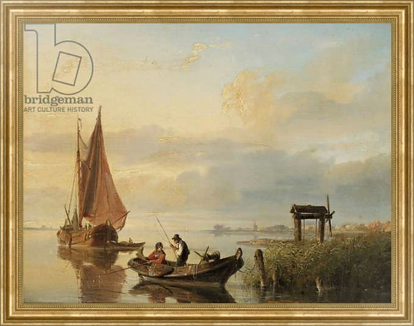 Постер Fishing vessels at sunset с типом исполнения На холсте в раме в багетной раме NA033.1.051