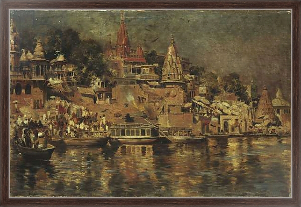 Постер View of the Ghats at Benares, 1873 1 с типом исполнения На холсте в раме в багетной раме 221-02