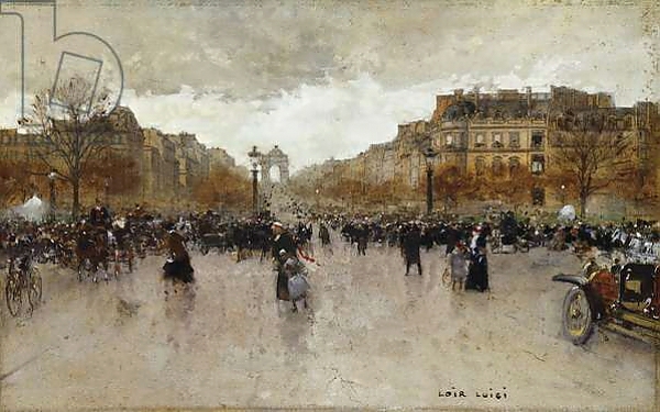 Постер Rond Point des Champs Elysees, Paris, с типом исполнения На холсте без рамы