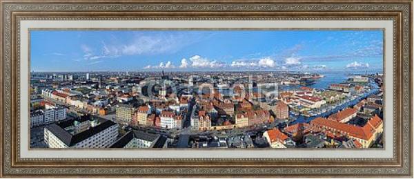 Постер Дания, Копенгаген. Панорамный вид с типом исполнения На холсте в раме в багетной раме 595.M52.330