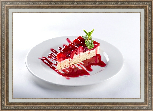 Постер Кусок ягодного торта с типом исполнения На холсте в раме в багетной раме 595.M52.330