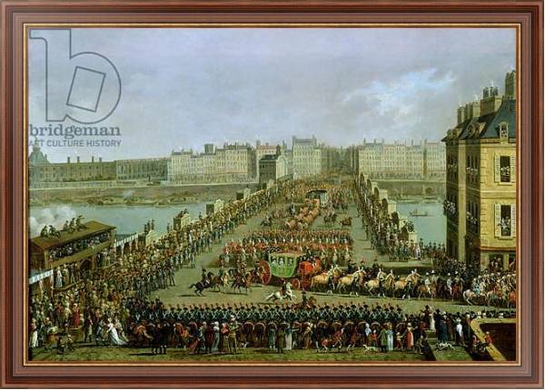 Постер The Imperial Procession Returning to Notre Dame for the Sacred Ceremony 1804, Crossing the Pont-Neuf с типом исполнения На холсте в раме в багетной раме 35-M719P-83