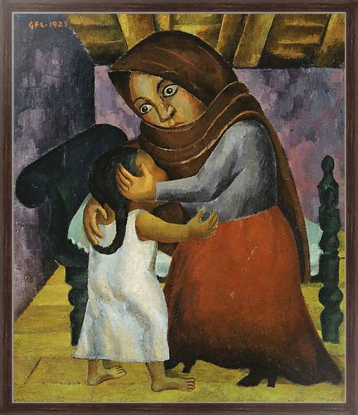 Постер Mother and Daughter, 1923 с типом исполнения На холсте в раме в багетной раме 221-02